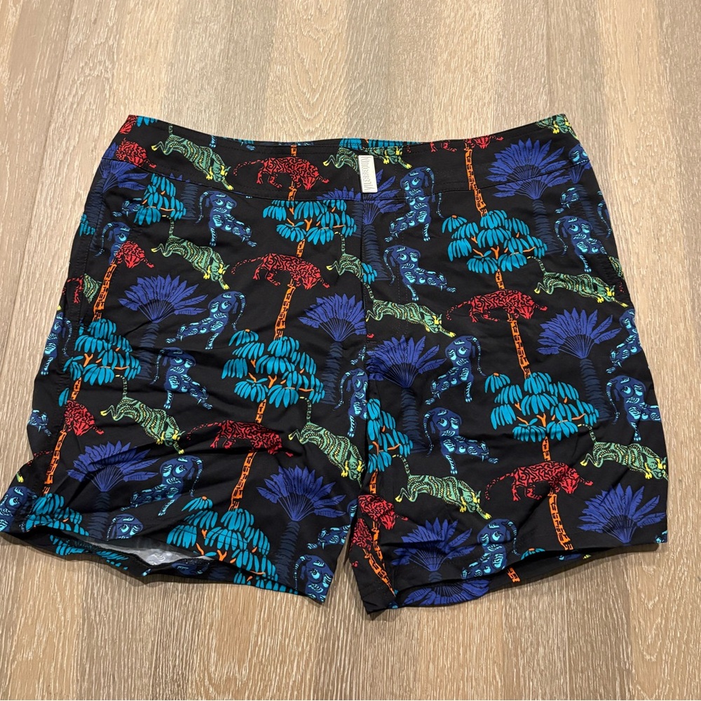 *NWT* VILEBREQUIN Black Tiger Leap Moonrise Swim Trunks - Picture 2 of 3